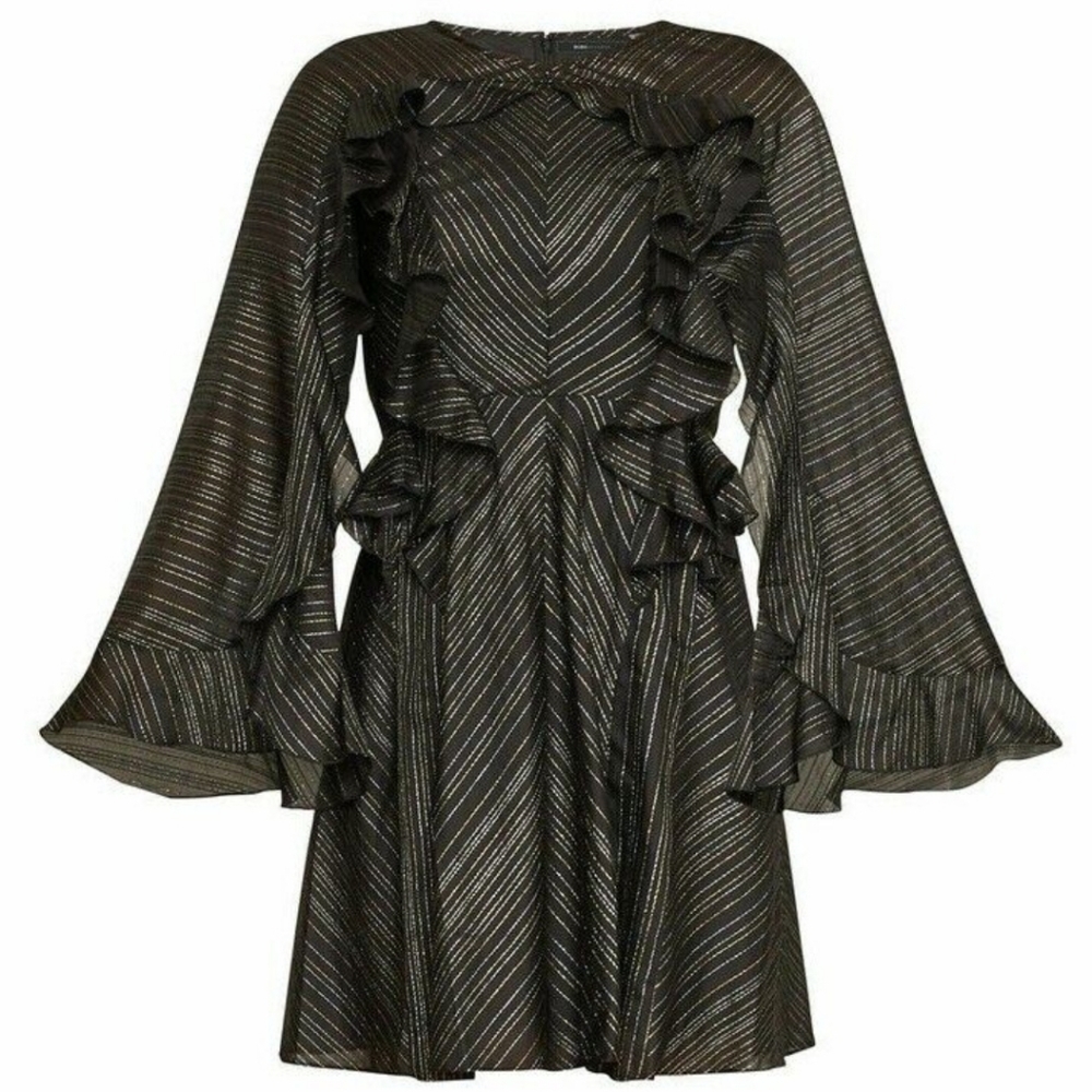 BCBG Maxazria Metallic Ruffle Dress